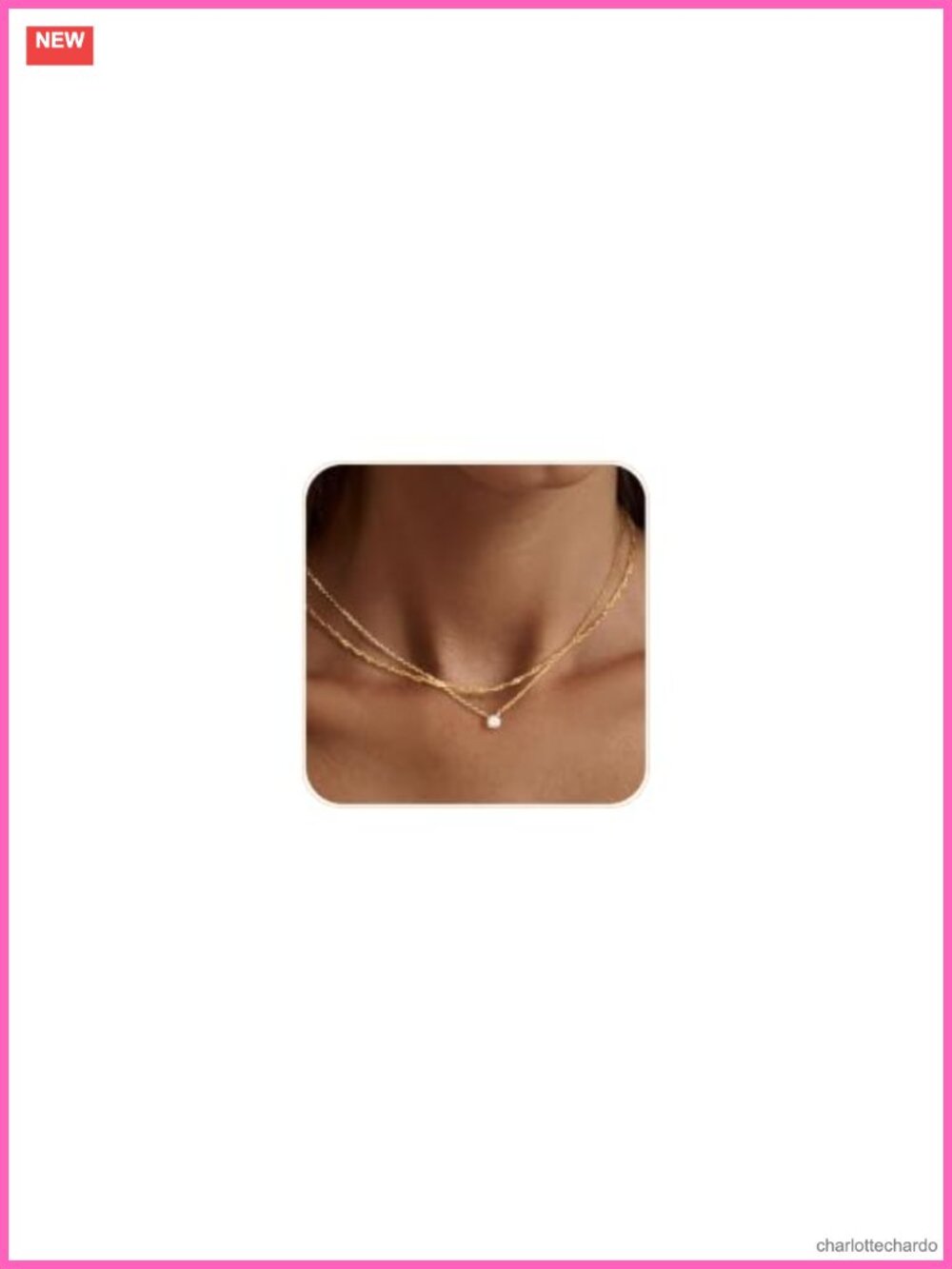 14k Gold Plated Cubic Zirconia Pendant Necklace Layered Dainty Jewelry Gift